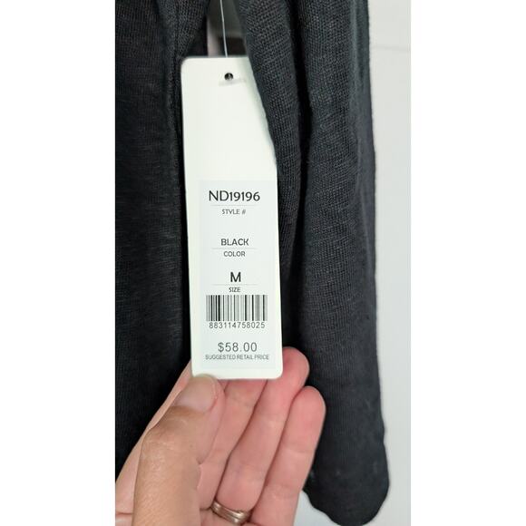 Andrea Jovine Black Linen Lightweight Long Sleeve Top - Picture 2 of 7